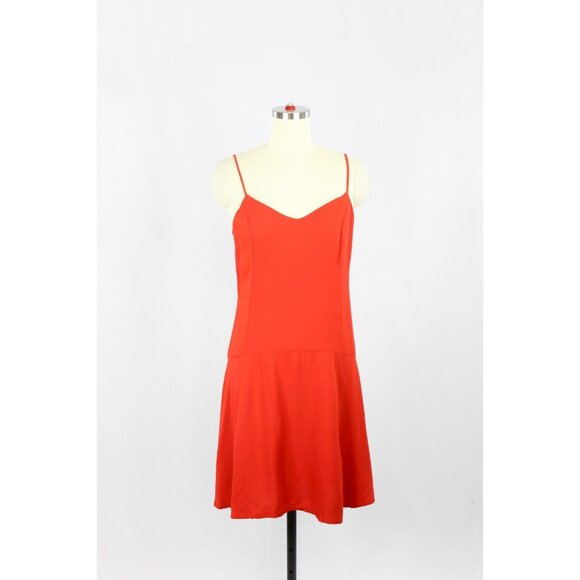 FARM RIO Red Viscose Crepe V-Neck Drop Waist Dress, Size P/S - Picture 1 of 13